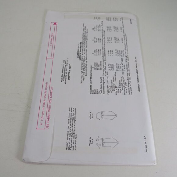 Kwik Sew 1947 Sewing Pattern Swimsuit 6-12 UNCUT unopened - Picture 6 of 6